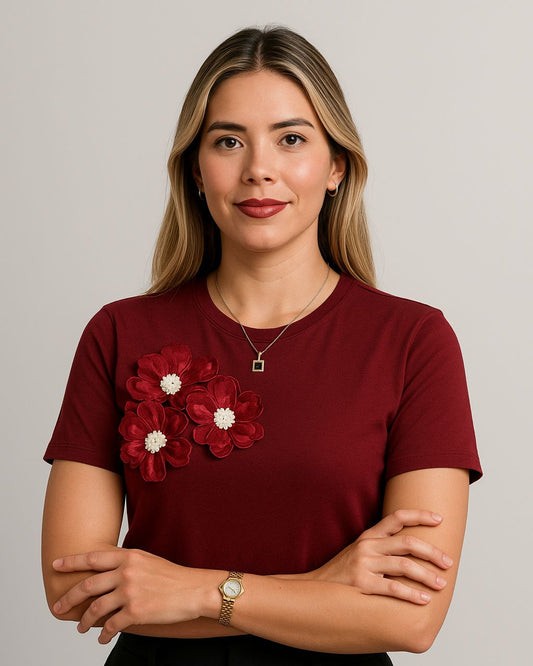 CAMISETA VINO FLORAL